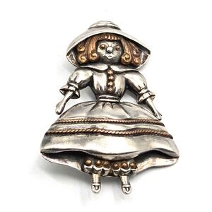 Vintage Margot de Taxco Sterling Silver Brooch Girl Pin Mexico